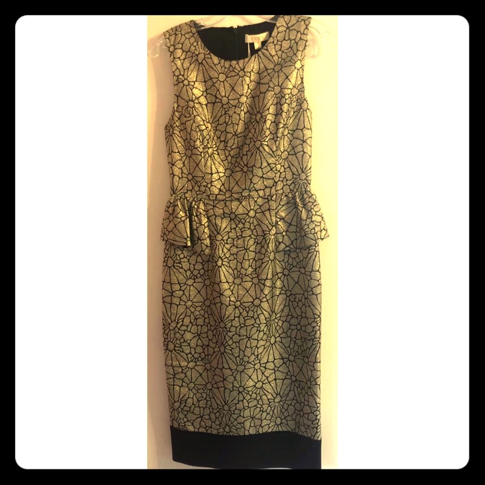 ERIN FETHERSTON Gold & Black Evening Dress
